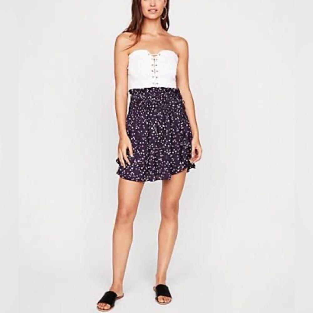 • Express • Floral Smocked Mini Skirt